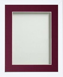 Frame Company Jellybean Range White Wooden 10x8 inch Picture Photo Frame with Plum Mount for Image 8x6 inch * Choice of Colours & Sizes* Fitted with Perspex