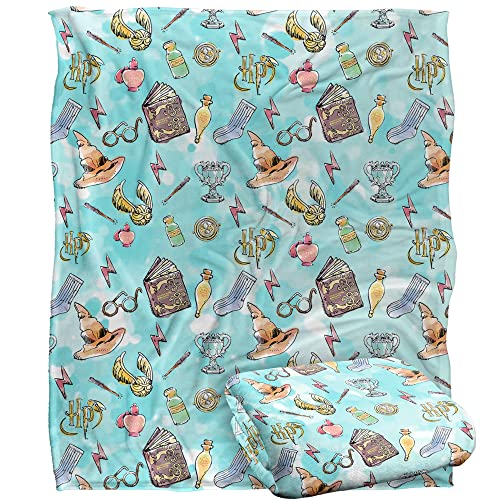 HARRY POTTER Water Color Pattern Officially Licensed Silky Touch Super Soft Throw Blanket 152 x 127 cm