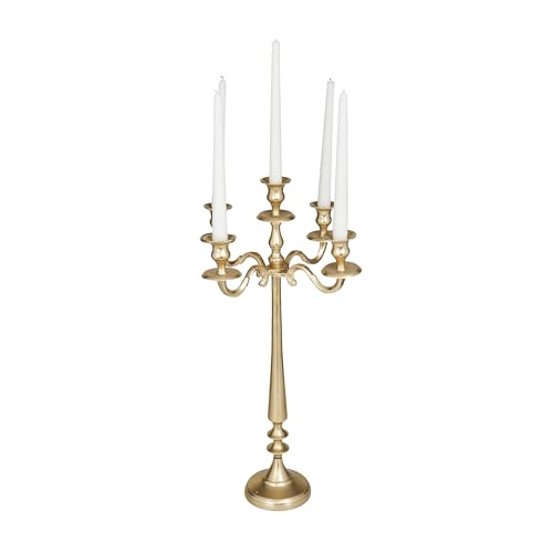"Deco 79 Traditional Aluminum Candelabra, Pillar Candle Holders Decorative Candlestick Holder for Home Decor, Wedding, Dinning, Party, 13"" L x 13"" W x 24"" H, Gold"