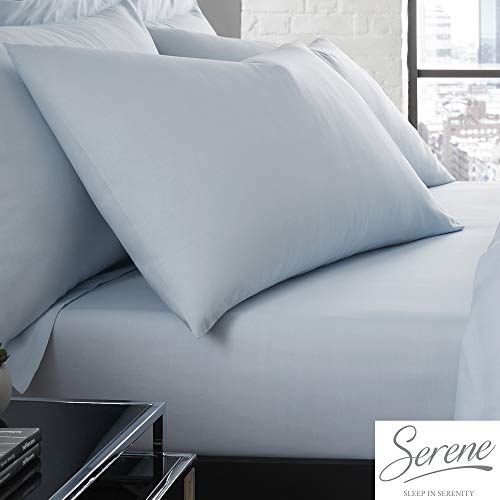 Serene Plain Dye Collection Easy Care Housewife Pillow Case, Duck Egg, Pair