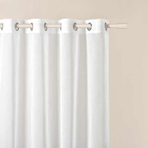 ROOM99 Novelia Curtain with Eyelets 140 x 250 cm Width x Height Living Room Transparent Modern Curtain Scarf Living Room Bedroom White Smooth 1 Piece