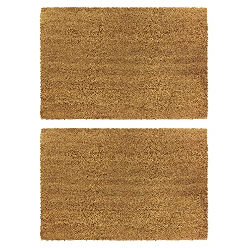 JVL Manor Plain Latex Backed Coir Doormat, 40x60cm, Pack of 2