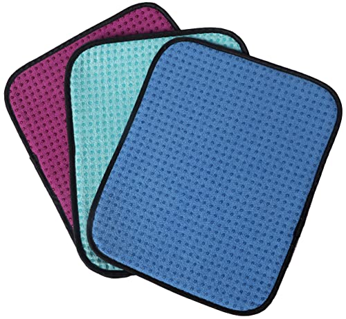 "TonGass (3-Pack Multicolor Microfiber Bowling Ball Towel - 10""x8"" Premium Quality Bowling Ball Shammy Pad with Easy-Grip Dots - Clean from Dirt and Oil to Improve Grip and Precision"