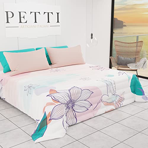 PETTI Artigiani Italiani - Bedspread for spring, summer, for Queen bed, Aesthetics 02, 100% hypoallergenic, microfibre, 100% made in Italy