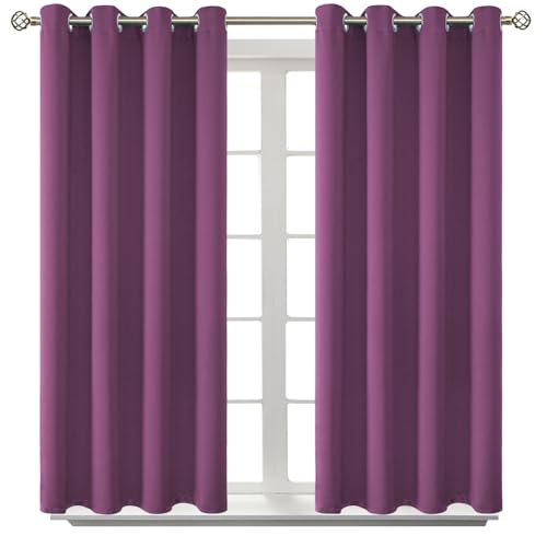 BGment Room Darkening Curtains 54 Inches Long - Grommet Thermal Insulated Drapes Window Treatment Curtains for Bedroom, 2 Panels, 52 x 54 Inch, Eggplant Purple