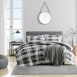 Nautica Reversible Microsuede Bedding with Matching Sham(s), Casual Home Decor, Polyester, Dark Grey, Queen