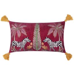 furn. Wylder Tropics Kalahari Embroidered Velvet Feather Rich Cushion - Multicolour - 30x50cm