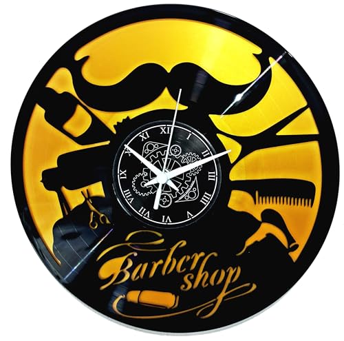 Instant Karma Clocks - Wall Clock - Barber Shop - Hair Salon - Hairdresser Stylist (Black and Gold B2)