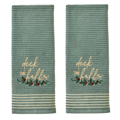 SKL Home Christmas Deck The Halls Hand Towel Set, Green (2-Pack)