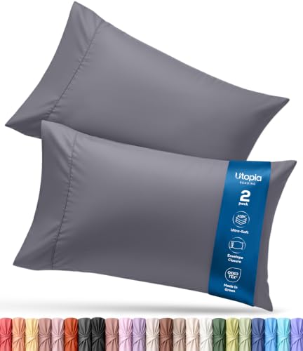 Utopia Bedding King Pillow Cases - 2 Pack - Envelope Closure - Soft Brushed Microfiber Fabric - Shrinkage and Fade Resistant Pillow Covers 20 X 40 Inches (King, Grey)
