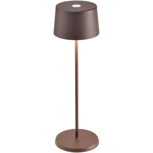 Zafferano, Olivia Pro Lamp, Cordless Rechargeable Table Lamp with Touch Control, for Indoor and Outdoor Use, Dimmer, 2200-3000 K, Height 20 cm, Corten Colour