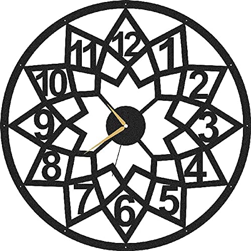 Homemania HOMESRV141 Wall Clock - Wall Art for Living Room, Bedroom, Kitchen - Black on Metal, 50 x 0.3 x 50 cm