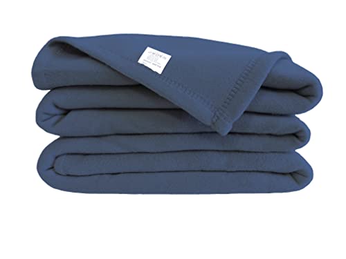 POYET MOTTE Poleco Polyester Fleece Blanket 220 x 240 cm Navy