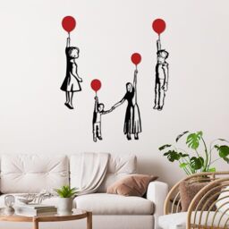 Stylish Decorative Metal Wall Accessory Set (4 Pieces) - 100% Metal, 1.5 mm Thick - Black & Red - Perfect for Modern Home Decor & Art Display