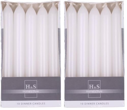 DONAU Home Set of Smooth Taper Candles/White / 10 Pieces in Box / 17 x Diameter 2 cm Unperfumed/Cylindrical/Table Candles for Decoration in The Living Room, Bathroom / 6 Hours Burning Time /