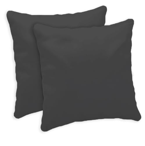 Giovanni Dolcinotti Set of 2 Sofa Cushion Covers 50 x 50 cm – Decorative Cushion Covers – 100% Cotton – Covers with Hidden Zipper – Dark Grey – Atlanta Model