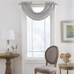 Elrene Home Fashions Versailles Faux Silk Room Darkening Rod Pocket Window Curtain Pleated Solid Waterfall Valance, 52 in x 36 in (1, Gray