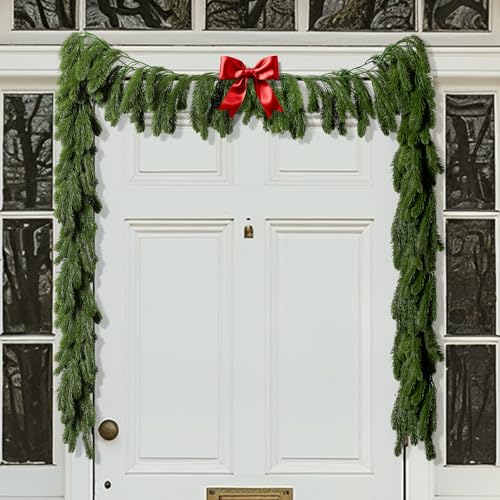 PURPLE STAR 1N 9.8 Ft Artificial Christmas Garland- Single Fork Christmas Norfolk Pine Garland- Artificial Faux Greenery Garland for Christmas Table Mantle Wall Decoration