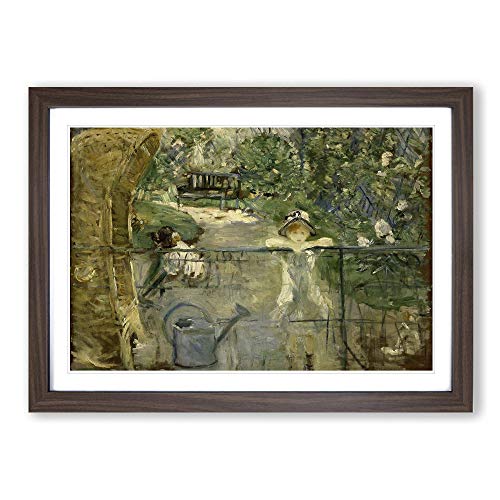 Berthe Morisot The Basket Chair Framed Print - A2 Walnut Framed Wall Art - Ready to Hang - Modern Nature Picture - Living Room Bedroom Lounge Office
