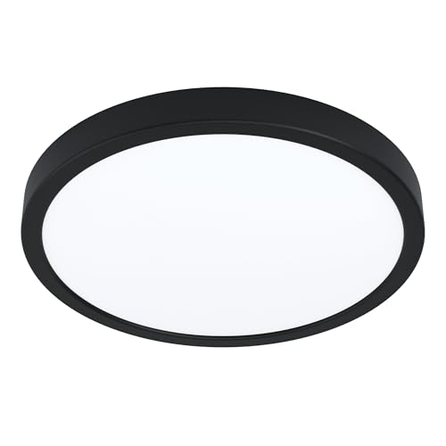 Eglo Connect.z Smart Home LED Ceiling Light Fueva-Z, Ø 11 inches, Zigbee Bathroom Lighting, app and Voice Control, White tunable Lights (Warm - Cool White), Black, IP44