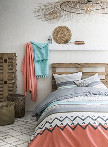 TODAY Gypset Double Duvet Cover Bedding Set, Cotton, Beige/Grey/Blue/Pink, 240 x 220
