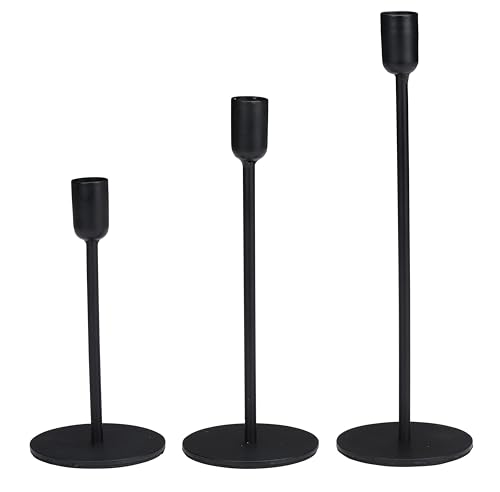 Arti Casa Candle Holders Black - Set of 3 Candle Holders - Candle Stand in Different Sizes - Suitable for Candles Ø2cm - Home Decor - Table Decoration - Metal