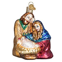 "Old World Christmas Glass Blown Ornaments for Christmas Tree Holy Family, Red, Blue, Gold, Brown, 3.5"""