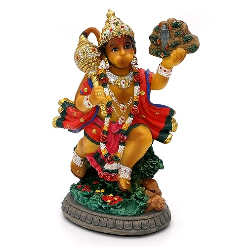 "alikiki Hindu God Flying Hanuman Statue - 5.3"" H Lord Hanuman Perfect Indian Gift for Diwali,Navratri,Dussehra,Job Interviews, Wedding, Baby Shower Return Gifts Temple Mandir Pooja Item"