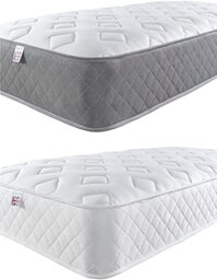 Aspire Beds 3 Comfort Layers Aspire-Cool Touch Diamond Memory Foam & Bonnell Sprung Hybrid Mattress, Grey Hessian Border, 5ft King Size (5ft x 6ft6)