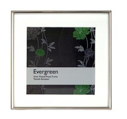 Inov8 Framing Tarnish Resistant Silver Plated Picture Frame - Square Thin Edge Design 10x10 Inch(25x25cm) Frame with Removable Mount for 8x8 Inch(20x20cm) Photo