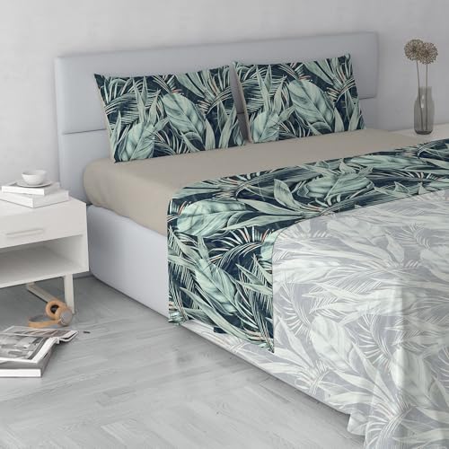 Italian Bed Linen Fashion Microfibre Bedding Set, Made in Italy, Tropical, Double