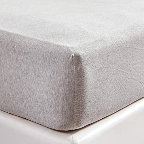 "PURE ERA Jersey Knit Cotton Fitted Bottom Sheet ONLY (No Flat Sheet or Pillow Cases) Deep Pocket Up to 15"" to 20"" Ultra Soft Comfy Breathable Beige King"