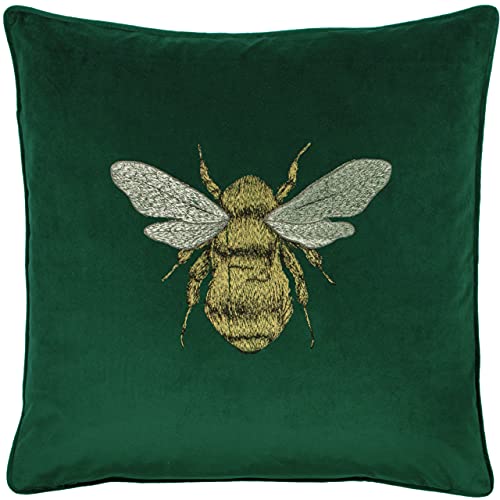 Paoletti Hortus Feather Filled Cushion, Polyester, Emerald
