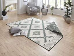 NORTHRUGS Malibu Indoor and Outdoor Rug Reversible Rug Weatherproof Modern Geometric Pattern Runner for Balcony Patio Garden Conservatory Living Room Waterproof in Green Cream