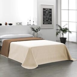 Martina Home 100% Polyester Beige Brown Reversible Bouti Bedspread for 105 cm Bed