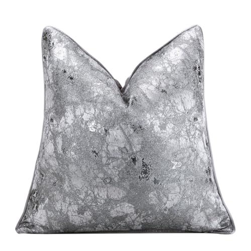 "vctops Marble Decorative Luxurious Throw Pillow Covers Jacquard Square Cushion Cases Pillowcase for Bed Sofa Couch Chair Car Home Decor (Marble Silver,20""x20"")"