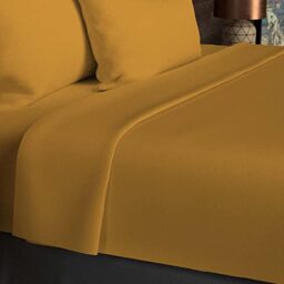 Soleil d'ocre, Flat Sheet, Cotton, 57 Threads, Mustard, 180 x 290 cm