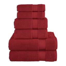 Elegant Comfort Premium Cotton 6-Piece Towel Set, Includes 2 Washcloths, 2 Hand Towels and 2 Bath Towels, 100% Turkish Cotton - Highly Absorbent and Super Soft Towels for Bathroom, Burgundy
