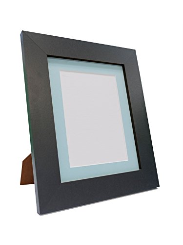 "FRAMES BY POST Metro Black Photo Picture Poster Frame with Blue Mount 20"" x 20"" For Pic Size 40 x 40cm (Plastic Glass)"