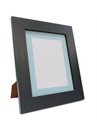 "FRAMES BY POST Metro Black Photo Picture Poster Frame with Blue Mount 20"" x 20"" For Pic Size 40 x 40cm (Plastic Glass)"