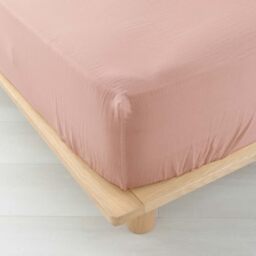 Douceur d'Intérieur, Fitted Sheet (160 x 200 cm) Angelia Rose, Cotton Gauze