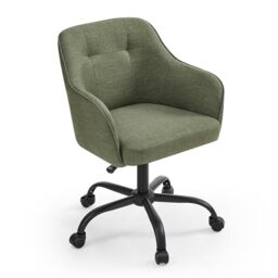 SONGMICS Office Chair - Adjustable Height, Armrests, 110 kg Load, Cotton-Linen Fabric, Home Office, Study, Bedroom, Green OBG019C11