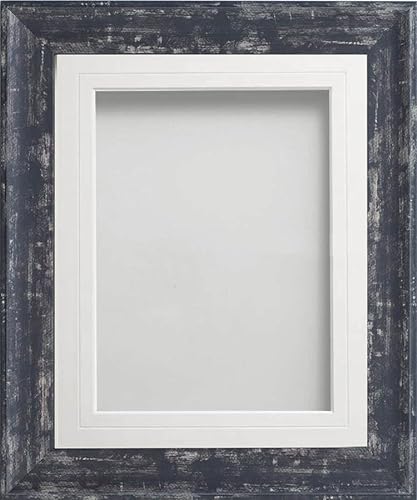 Frame Company Lynton Coal Photo Frame with White V-Groove Mount, 14x11 for A4, fitted with perspex