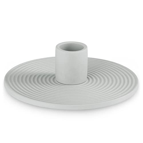 AmeliaHome Morab Ceramic Candle Holder 12 x 3.5 cm Grey