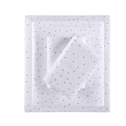 Intelligent Design Cozy Soft 100% Cotton Flannel Print Animals Stars Cute Warm, Ultra Soft Cold Weather Sheet Set Bedding, Twin XL, Grey/Pink Dots 3 Piece