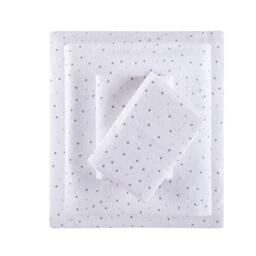 Intelligent Design Cozy Soft 100% Cotton Flannel Print Animals Stars Cute Warm, Ultra Soft Cold Weather Sheet Set Bedding, Twin XL, Grey/Pink Dots 3 Piece