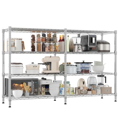 Himimi 4 Tier Heavy Duty Wire Shelving Unit, 183Wx45Dx152H cm, Adjustable Metal Shelving Unit for Storage, Large Tall Storage Shelves Rack Shelf for Garage Kitchen Pantry Shed Utility Room,Silver Grey