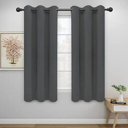 Easy-Going Blackout Curtains for Bedroom, Solid Thermal Insulated Grommet and Noise Reduction Window Drapes, Room Darkening Curtains for Living Room, 2 Panels(42x72 in, Gray)