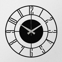 WELL HOME MOBILIARIO & DECORACIÓN Basic Decorative Metal Wall Clock, Black/White, 48x48x1,2