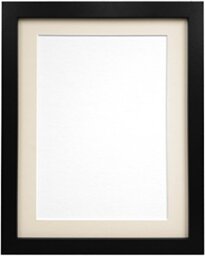 "FRAMES BY POST 25mm Black Photo Picture Poster Frame with Ivory Mount 24"" x 20"" For Pic Size 20"" x 16"" (Plastic Glass)"